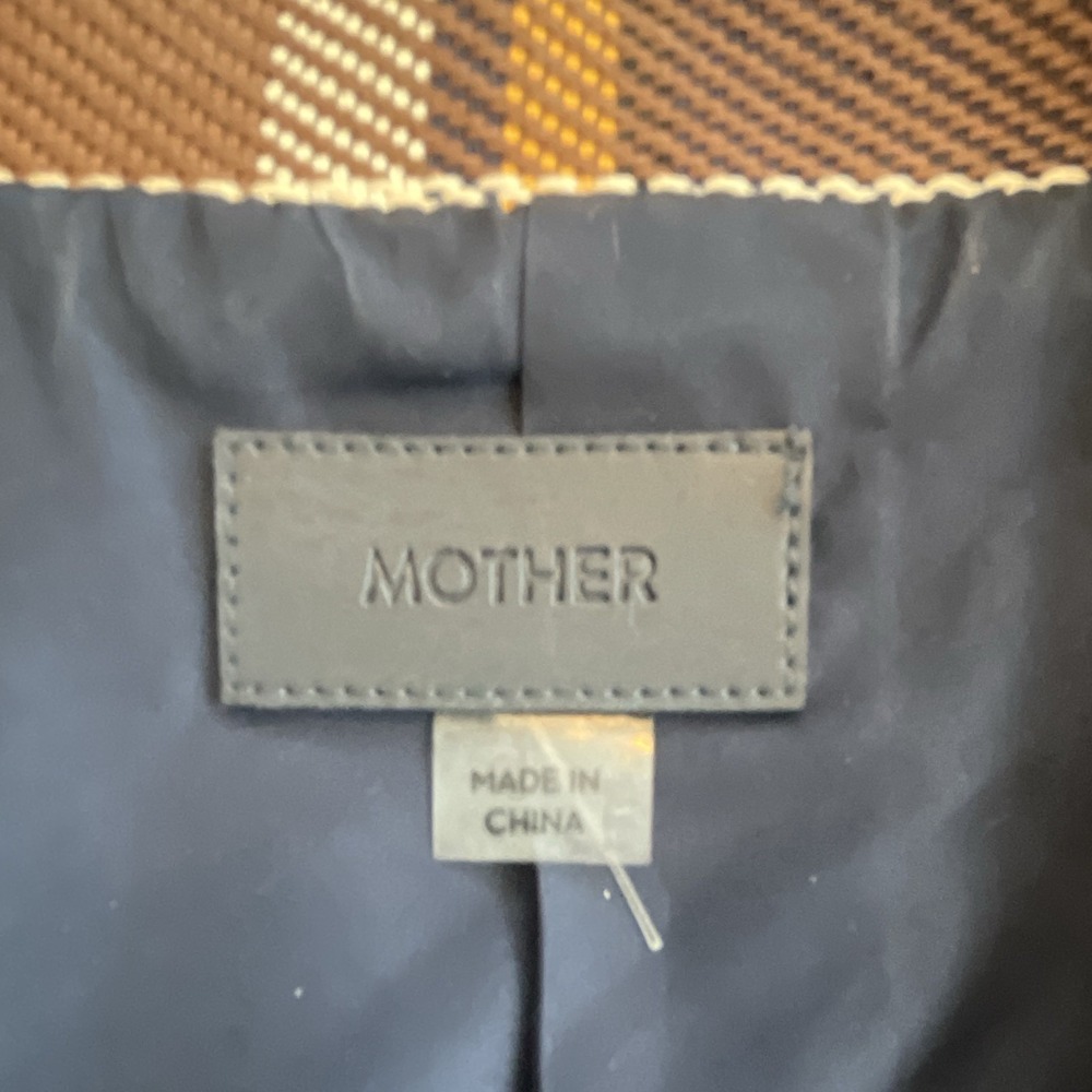 Mother The Moto Jacket Plaid Rep Brown Navy Cropped‎ Biker 30996-1348 Medium - Picture 2 of 5